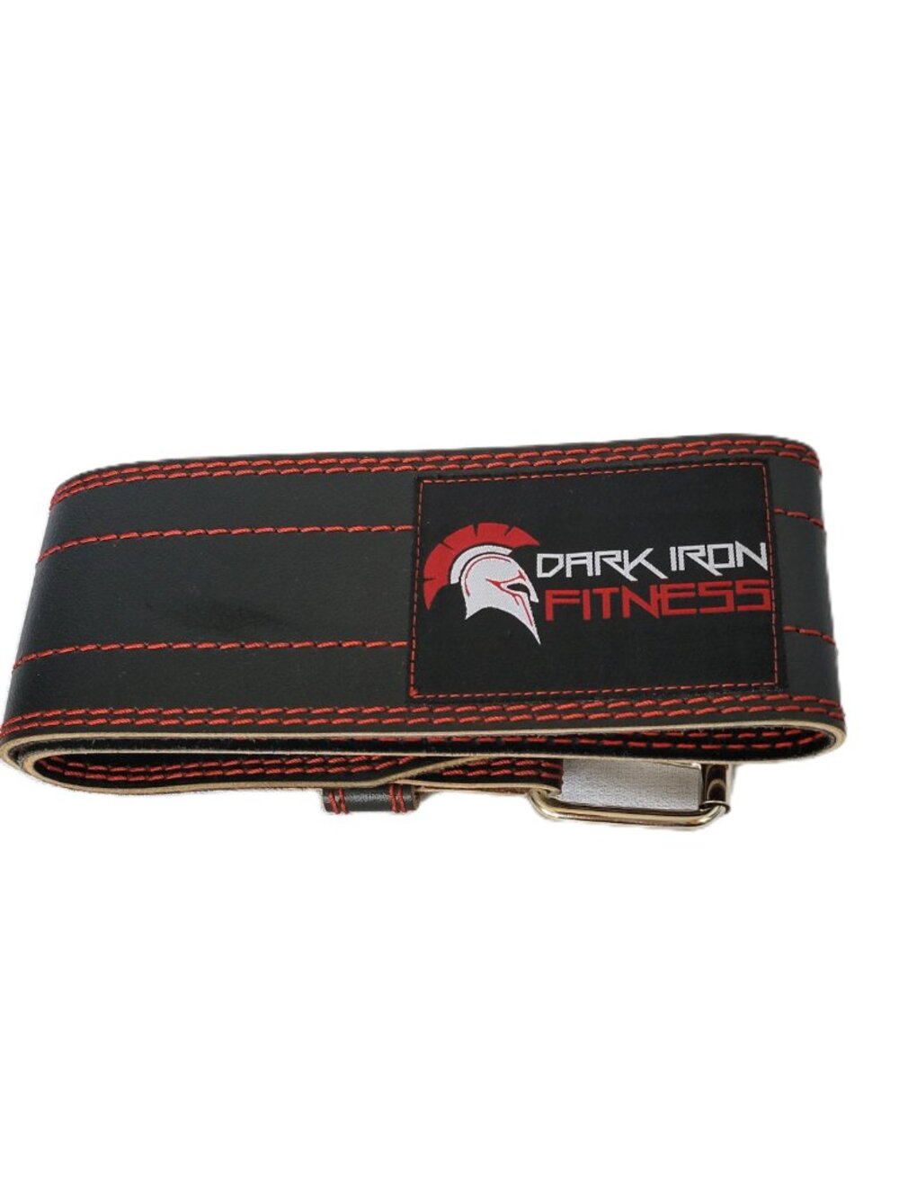 Dark Iron Fitness Leather Weight Lifting Belt Size Medium Black Red 4" Wide